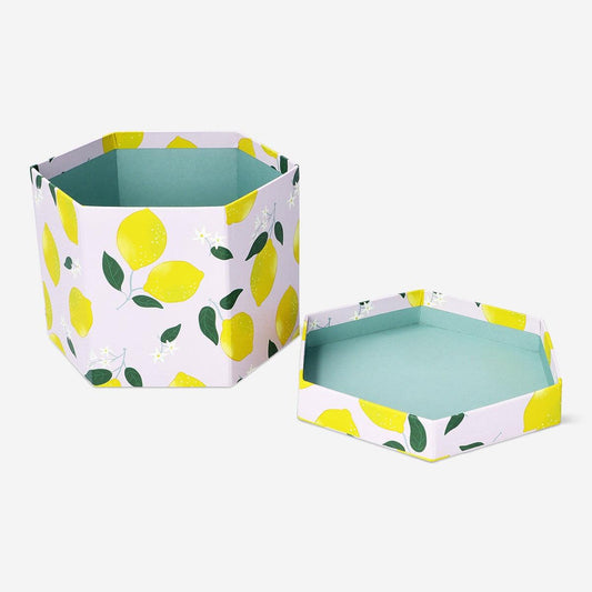 Box Paper Hexagon Shape Lemon Print