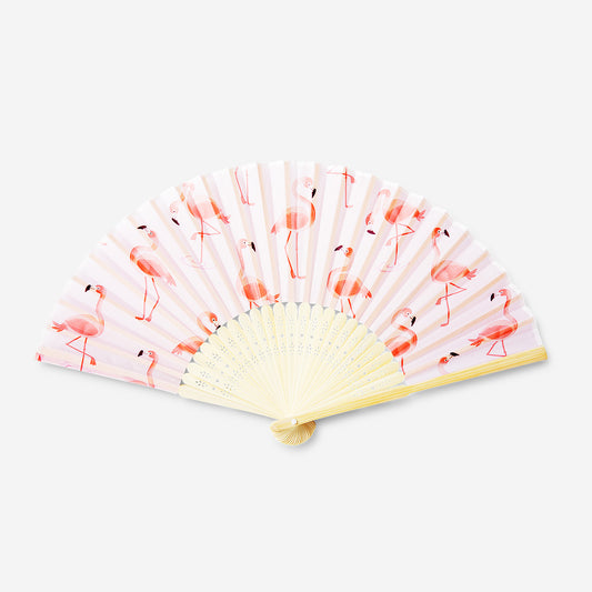 Fan Bamboo Foldable W. Flamingo