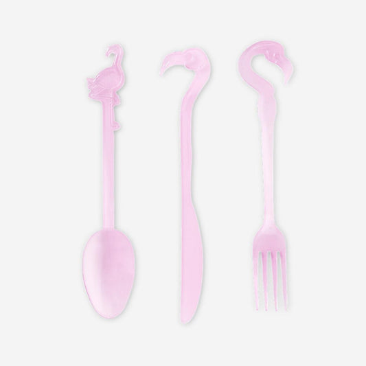 Cutlery Reusable Pink Flamingo 12 Pcs