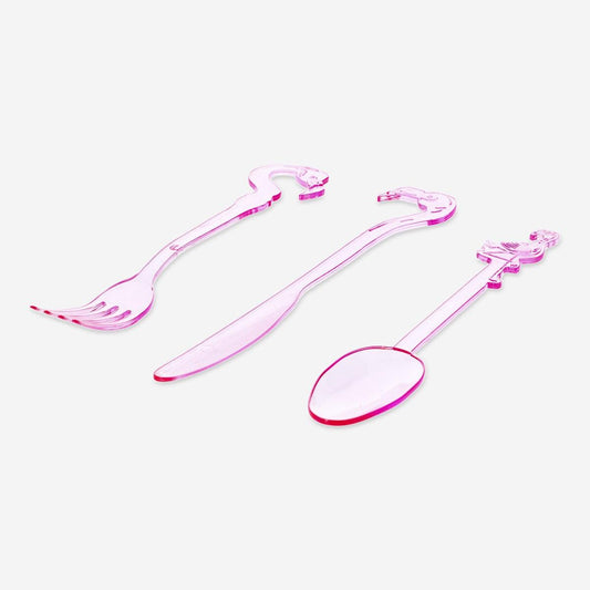 Cutlery Reusable Pink Flamingo 12 Pcs