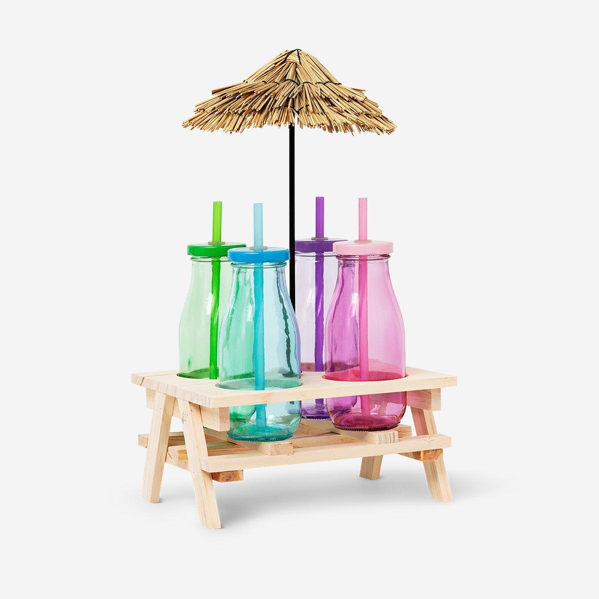 Glassbottle Wood Hold Set Beach 4 Bottle