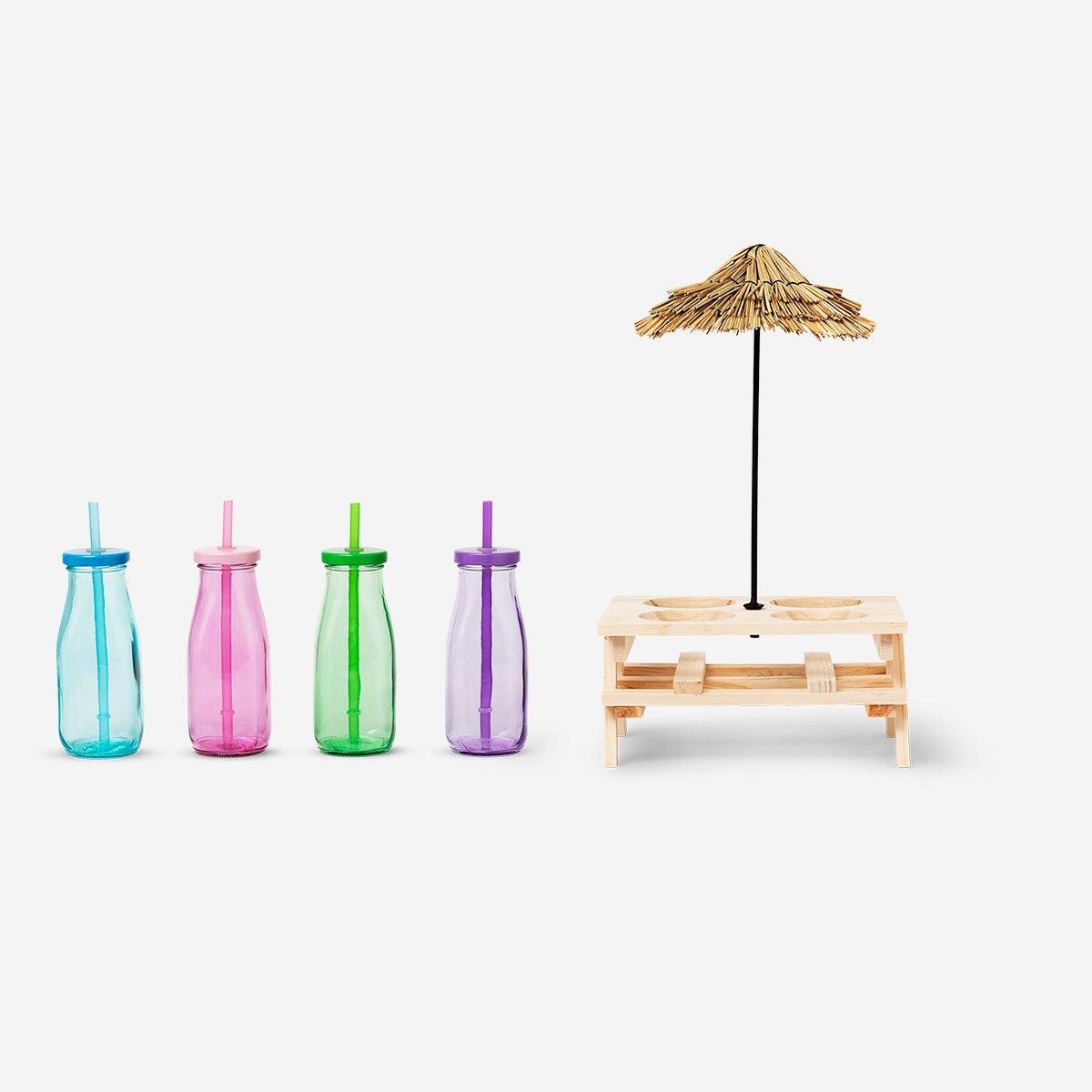 Glassbottle Wood Hold Set Beach 4 Bottle