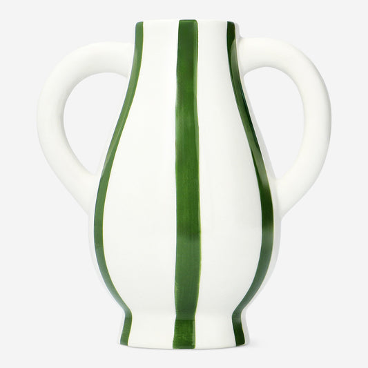 Vase with Handle Stripes Green