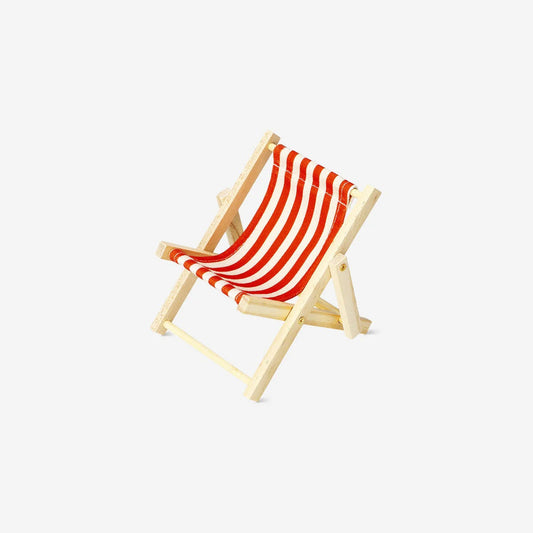 Beach Chair Miniature In Wood And Stripe