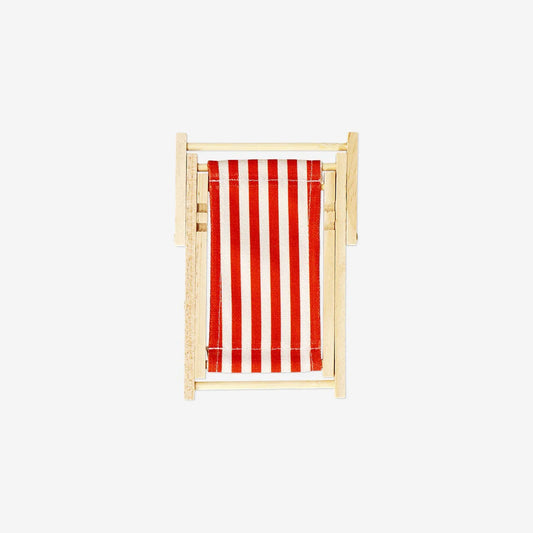 Beach Chair Miniature In Wood And Stripe