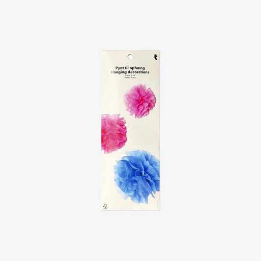 Hanging Decoration Pastel Pompom Set 3Pc