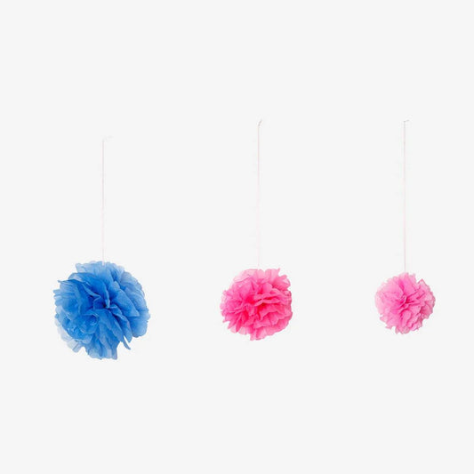Hanging Decoration Pastel Pompom Set 3Pc