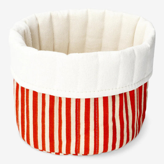 Basket Round Fabric Striped Orange (In)