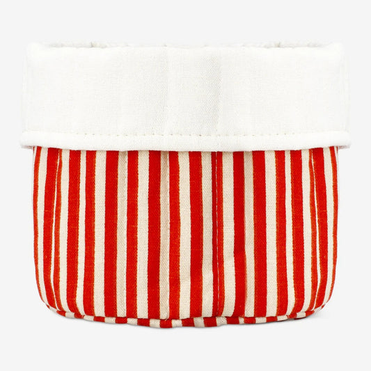 Basket Round Fabric Striped Orange (In)