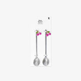 Spoon Desert Silver Cherry 2 Pcs Pink