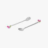 Spoon Desert Silver Cherry 2 Pcs Pink