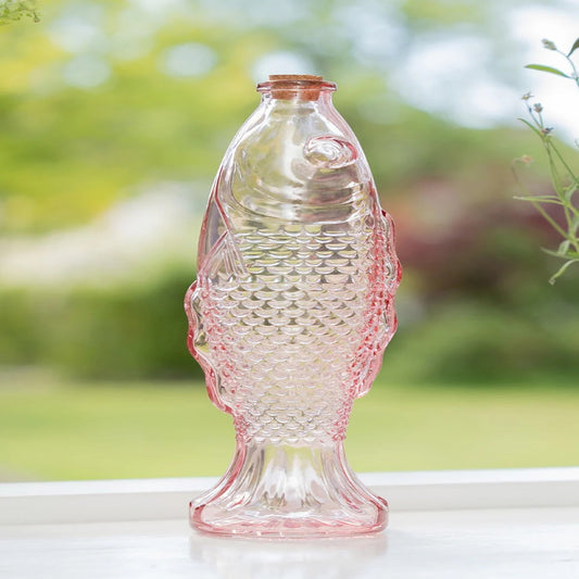 Jug Shaped As Fish Glass W Lid