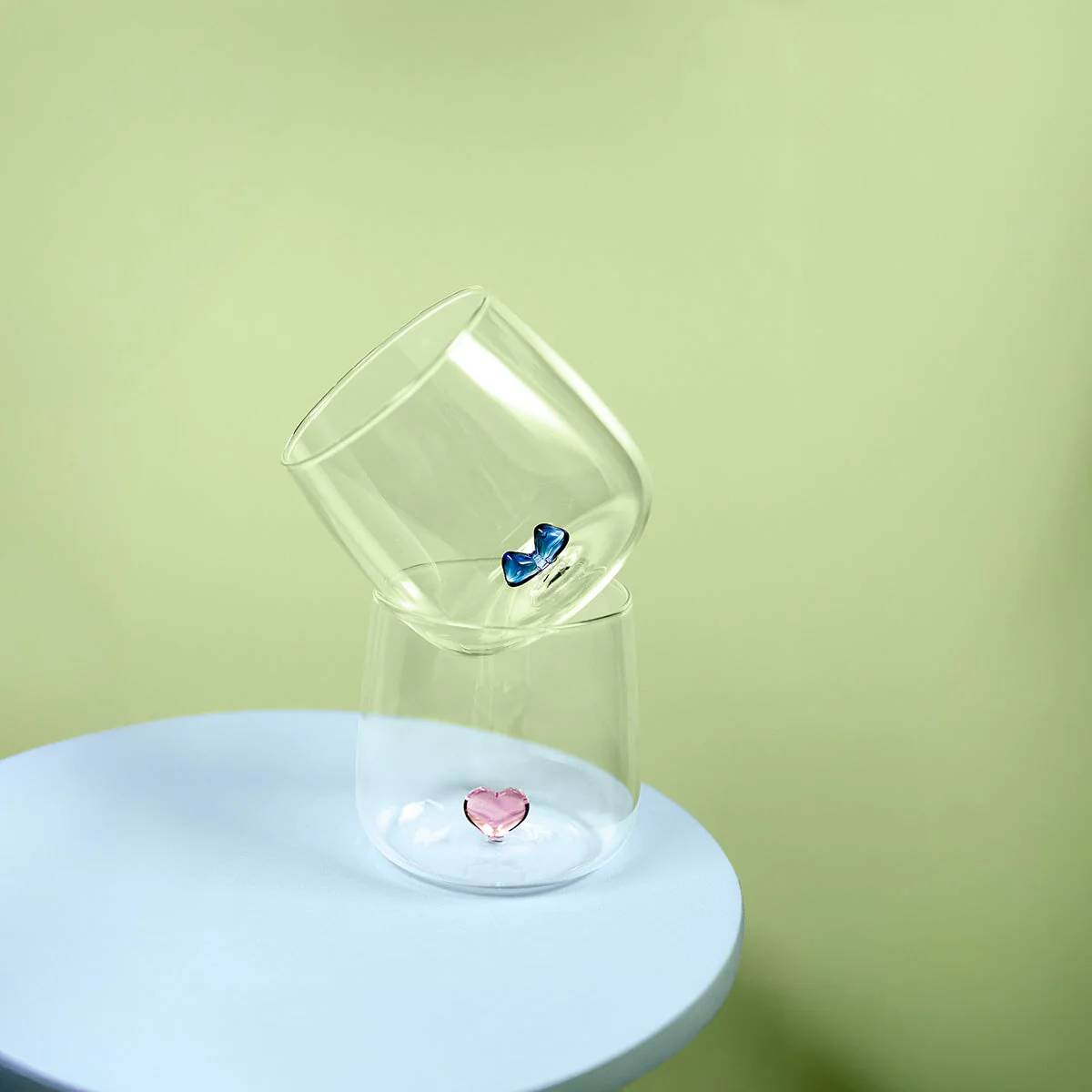 Drinking Glass With Embossed Bow Inside