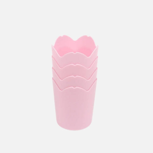 Cup Plastic Flower  4Pc