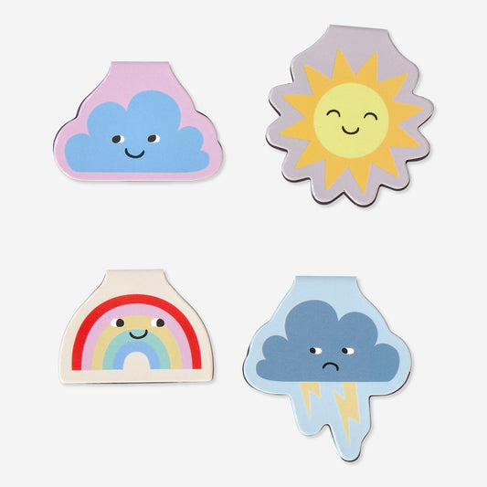 Bookmarks Sun,Rainbow,Lightng &Cloud 4Pc