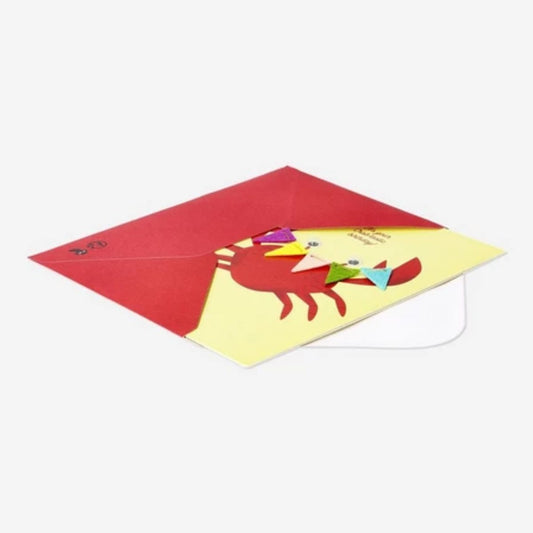 Card with Envelope Crab With Garland