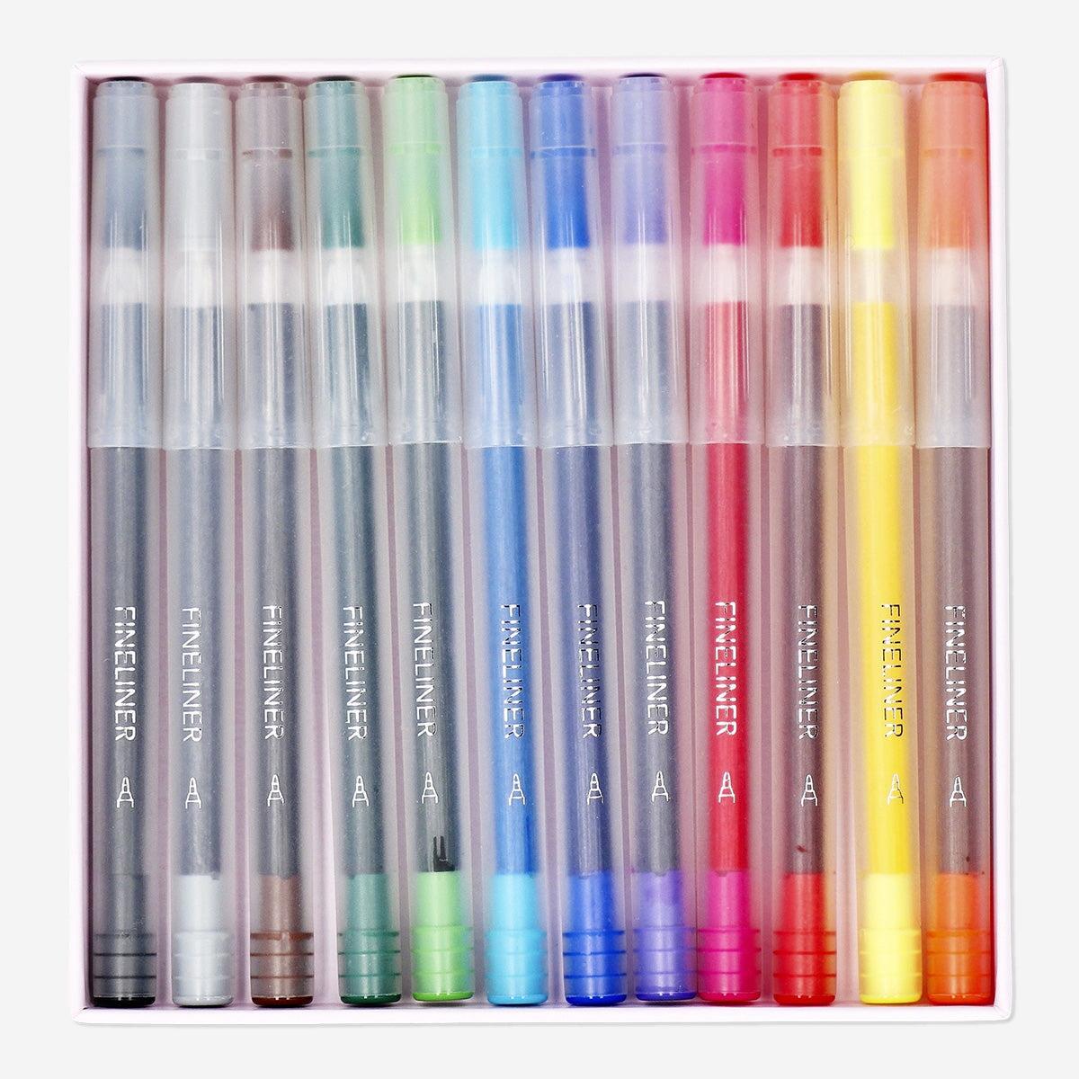 Pens Fineliners In Box 12 Pcs