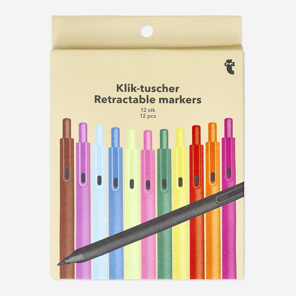 Markers Felt Tip Click 12 Pcs