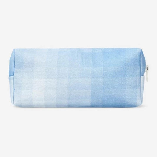 Pencil Case Cotton Canvas with Checks Blue