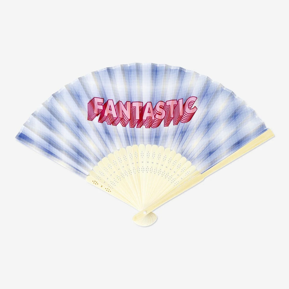 Fan Bamboo Foldable W. Checks And Slogan