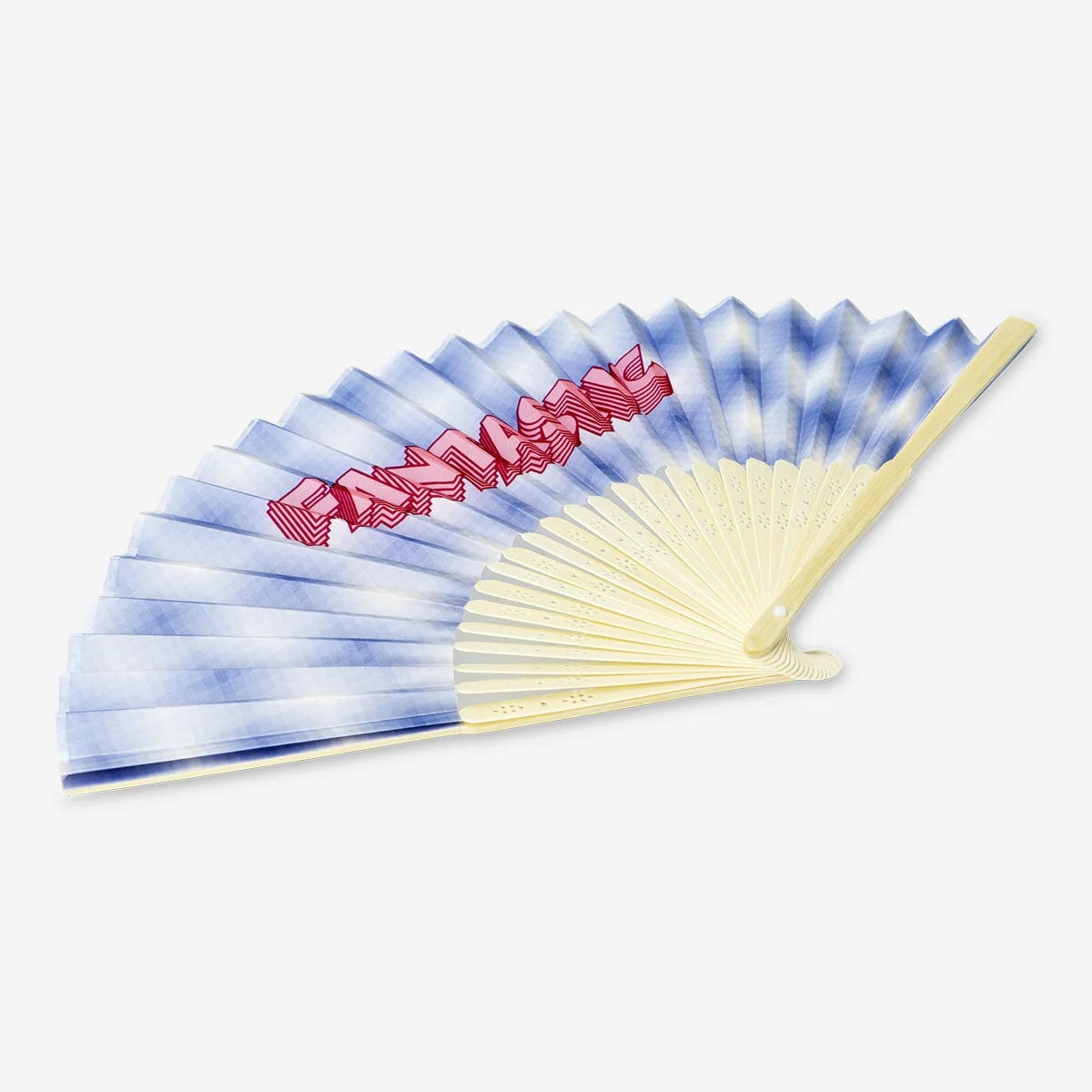 Fan Bamboo Foldable W. Checks And Slogan