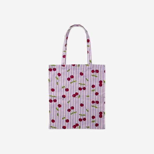 Tote Bag Purple Stripes Cherry