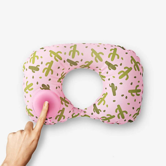 Travel Pillow Tpu W Inflatable Button Aop In Drawstring Bag