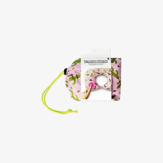 Travel Pillow Tpu W Inflatable Button Aop In Drawstring Bag