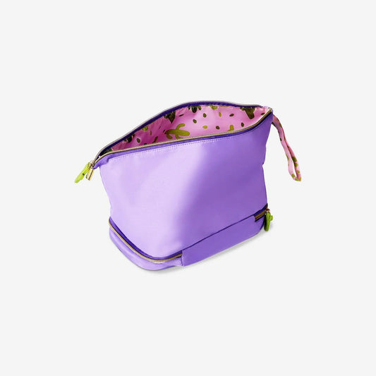 Toiletry Bag 2 Rooms W Brush Holders Purple W Aop Lining