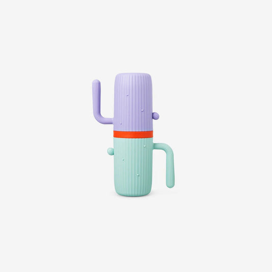Holder For Toothbrushes + Toothpaste In Dual Cup Case Cactus