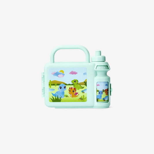 Lunchbox With Attached Bottle Suitcase W Handle Kids Print