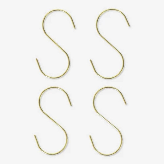 S-Hook Iron 4 Pcs Set Brassed Gold