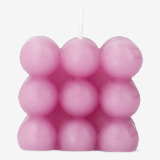 Candle Square Bubble 6X6X6 Cm Pink