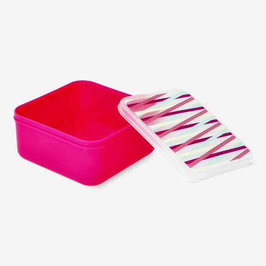 Box Snack with Stripes Print Plastic Large 11.8X11.8X5.5Cm