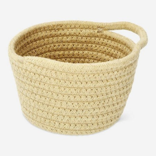 Basket Braided Cotton Rope Dia 15 Cm With Loop Brown