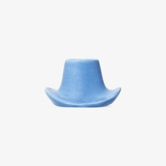Candle Holder Ceramic As Cowboy Hat Blue