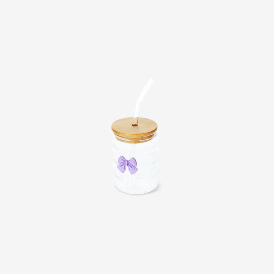Drinking Jar W Lid And Straw With Emboss