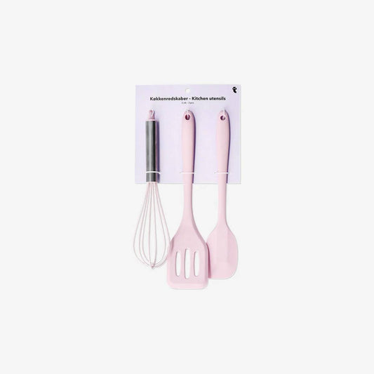 Utensils Set 3 Pcs Silicone And Ss Pink