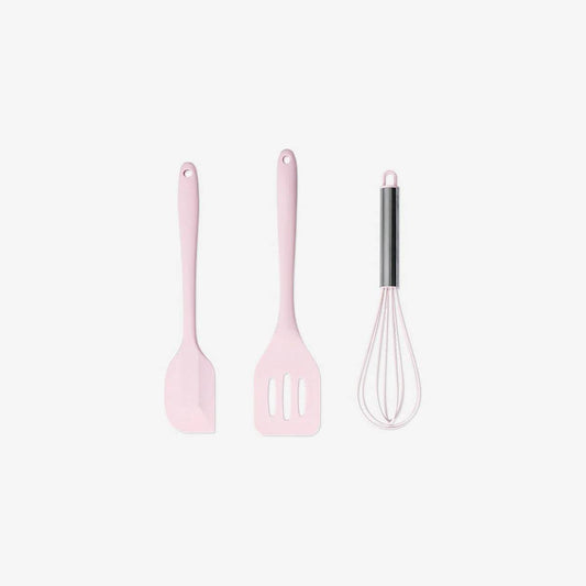 Utensils Set 3 Pcs Silicone And Ss Pink