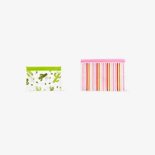 Bags W Selfseal 2Pcs Peva Reusable Cactu