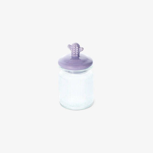 Jar Glass W Ceramic Cactus Shaped Lid