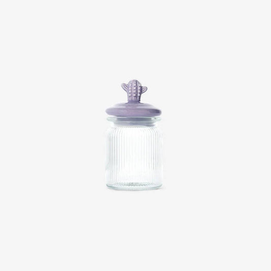 Jar Glass W Ceramic Cactus Shaped Lid