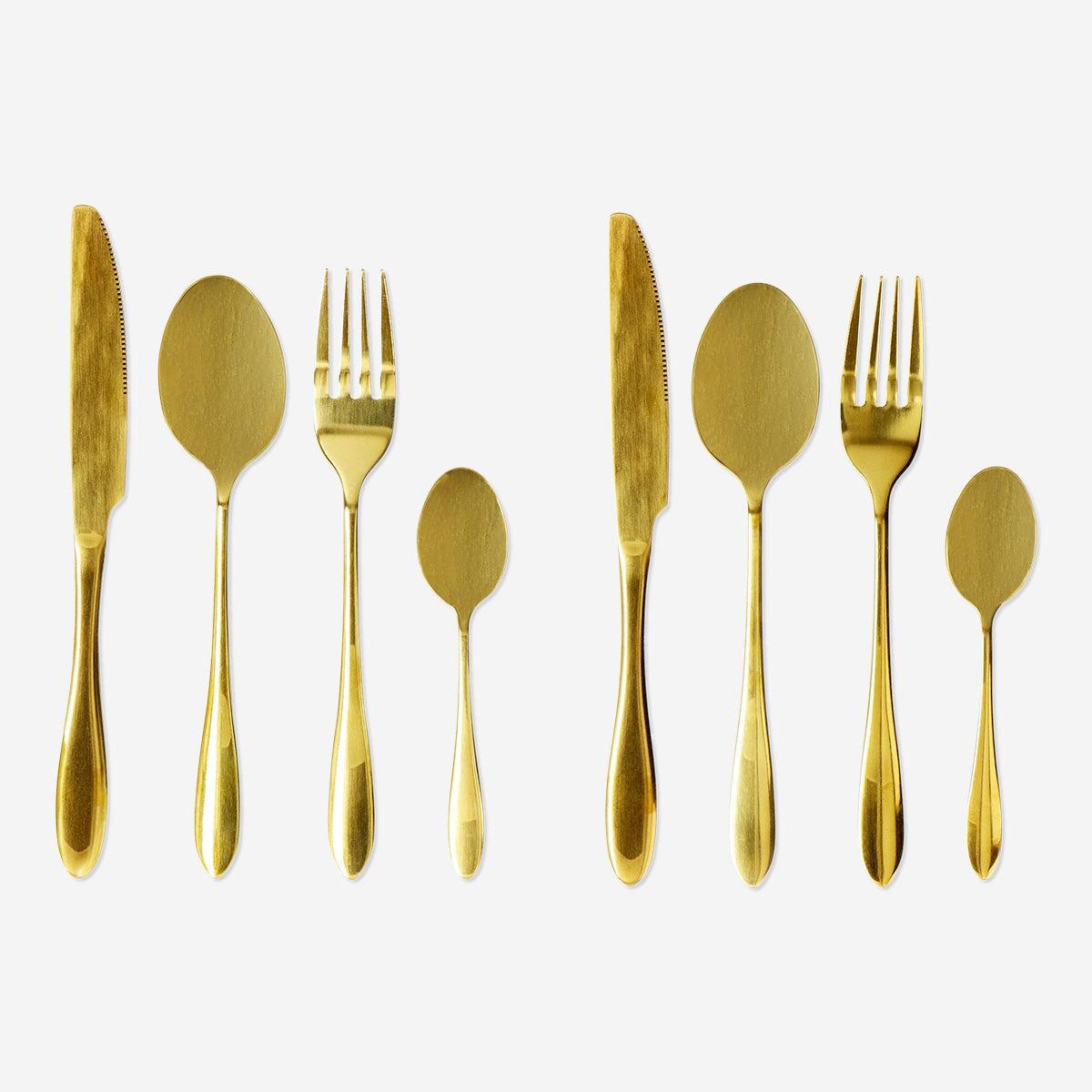 Cutlery 8Pc/Set Fork/Knife/Teaspoon Gold