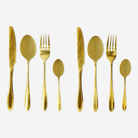 Cutlery 8Pc/Set Fork/Knife/Teaspoon Gold