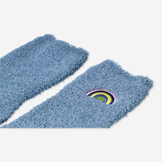 Socks Fluffy Blue W. Rainbow Size 36/38