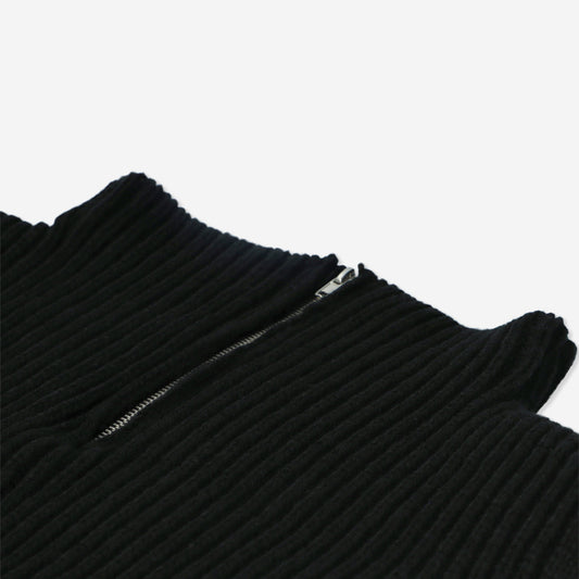 Collar Knitted Black With Zipper