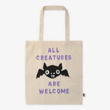 Tote Bag Canvas with Bat And Text