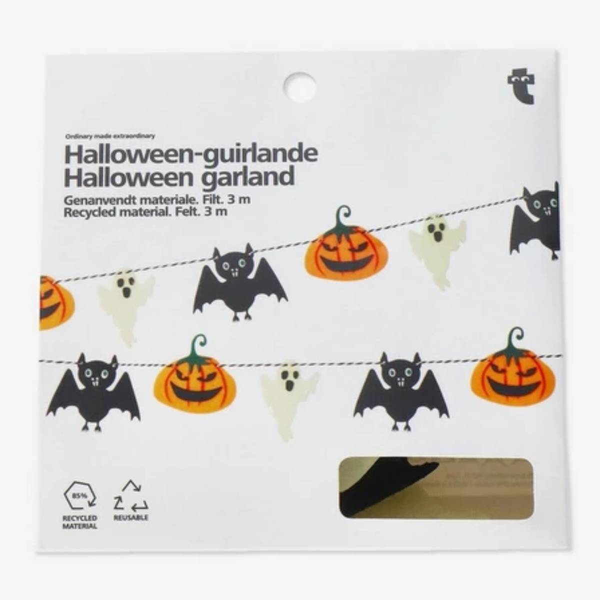 Garland Pumpkin, Bat, Ghost Felt 3M