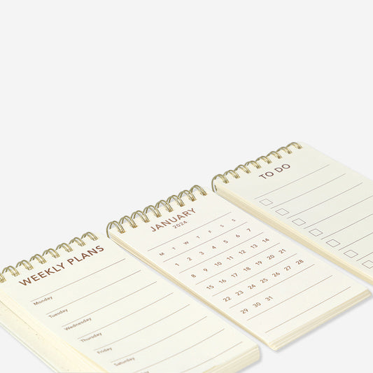 Planner Spiral W. 3 Pads For Desk