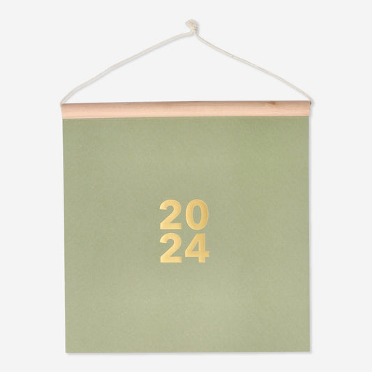 Calendar 2024 Wt Wall Green W/Oholidays